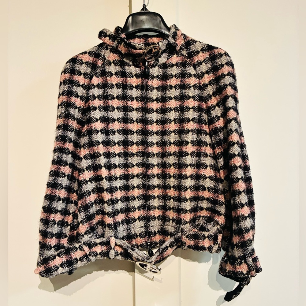 Giorgio Armani 40 Luxury Houndstooth Tweed Coat – Made in Italy